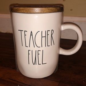 NWT Rae Dunn “Teacher Fuel” ceramic mug w/Coaster